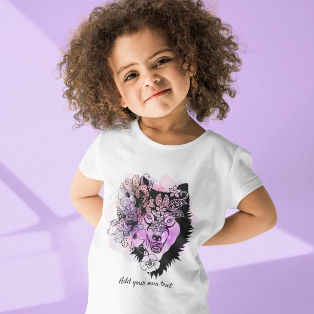 Anpassningsbar Djurkonst i norra Vargen | Röd Lila T Shirt (Skapare uppladdad)