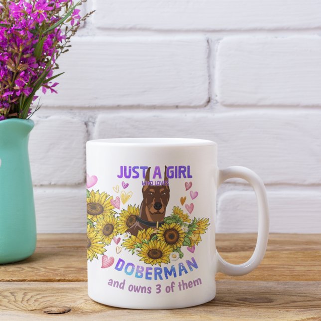 Anpassningsbar Doberman Älskare Solrosutbildare Bl Kaffemugg (Skapare uppladdad)