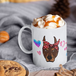 Anpassningsbar Doberman Mamma Cute Mors dag Hund ä Kaffemugg