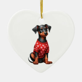 Anpassningsbar Doberman Pinscher Hund Valentine Or Julgransprydnad Keramik
