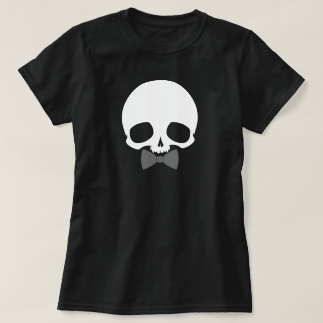 Anpassningsbar dödskalle med flugbindel t shirt (Design framsida)