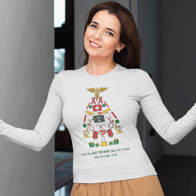 Anpassningsbar Doktor, kontoret för medicinska frå T Shirt (Medical Profession Christmas Long Sleeves Womens T-shirt)