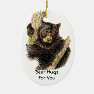 Anpassningsbar Dold Bear Hugs till ditt svarta bjö Julgransprydnad Keramik