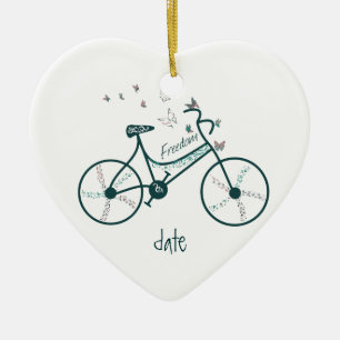 Anpassningsbar Dold Bike Butterflies, Flowers & Fr Julgransprydnad Keramik