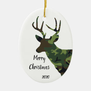 Anpassningsbar Dold Camouflage Stag-Hjort jul Julgransprydnad Keramik
