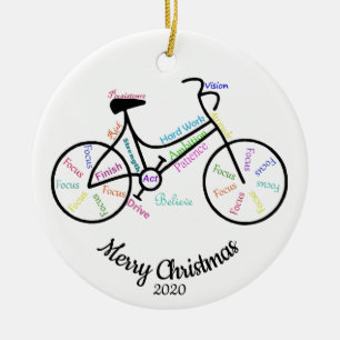 Anpassningsbar Dold Christimas Motivational Cycle Julgransprydnad Keramik
