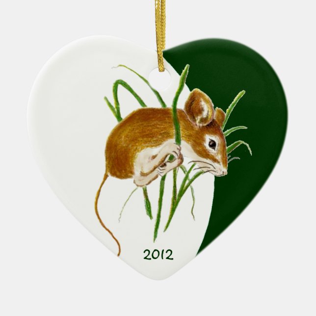 Anpassningsbar Dold Cute Little Mouse Animal Julgransprydnad Keramik (Framsidan)