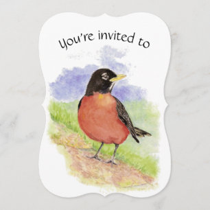 Anpassningsbar Dold Födelsedagsfest Robin Bird Art Inbjudningar