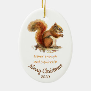 Anpassningsbar Dold jul-Roligt Red Squirrel-citat Julgransprydnad Keramik