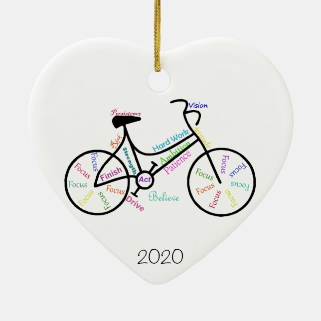 Anpassningsbar Dold Motivational Ord for Biking Cy Julgransprydnad Keramik (Baksidan)