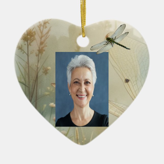 Anpassningsbar Dold Namn-fotovattenfärgsblomma i f Julgransprydnad Keramik (Framsidan)