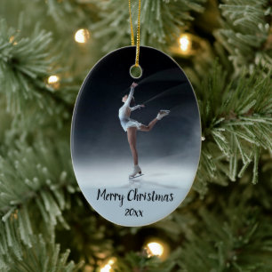 Anpassningsbar Dold Skating Skater Skate jul Julgransprydnad Keramik
