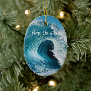 Anpassningsbar Dold Surfer Surfing Wave Curl Ocean Julgransprydnad Keramik