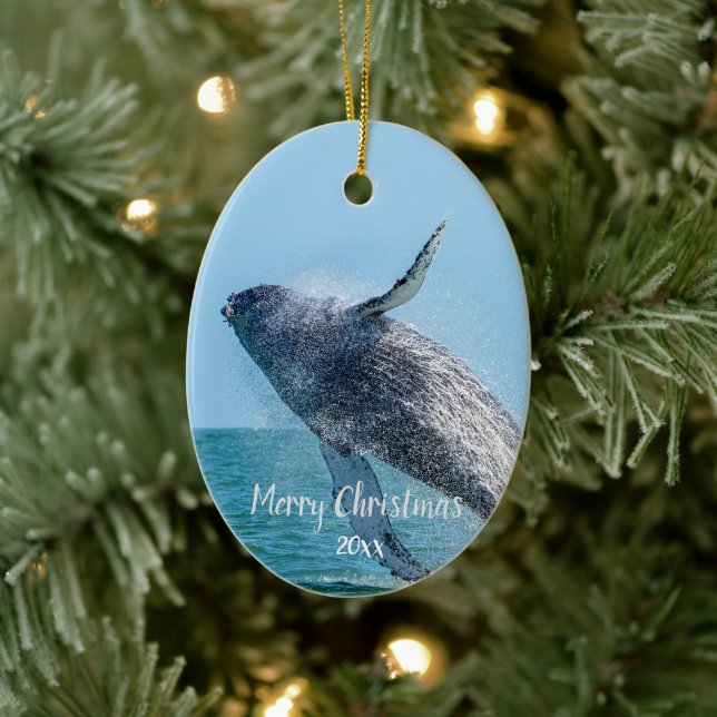 Anpassningsbar Dold Whale Sea Animal Wildlife Julgransprydnad Keramik (Träd)
