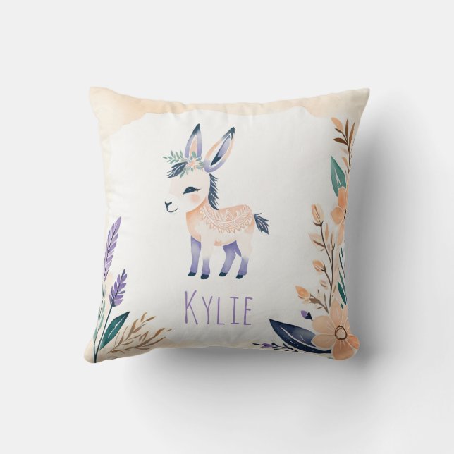 Anpassningsbar Donkey Pillow med Boho Blommigt Des Kudde (Baksida)