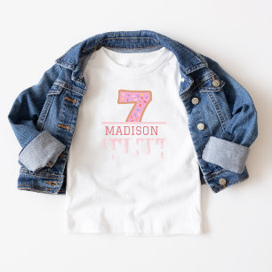 Anpassningsbar Donut Birthday Namn Theme Age Kids  T Shirt