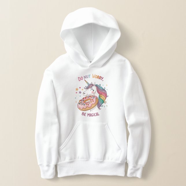 Anpassningsbar "Donut Worry, Be Magic" Unicorn Dou T Shirt (Laydown)