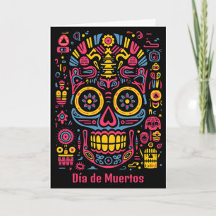 Anpassningsbar 💀 doodle stil Día de Muertos Kort