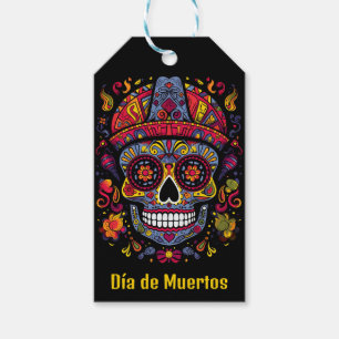 Anpassningsbar 💀 doodle stil Día de Muertos Presentetikett