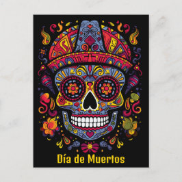 Anpassningsbar 💀 doodle stil Día de Muertos Vykort