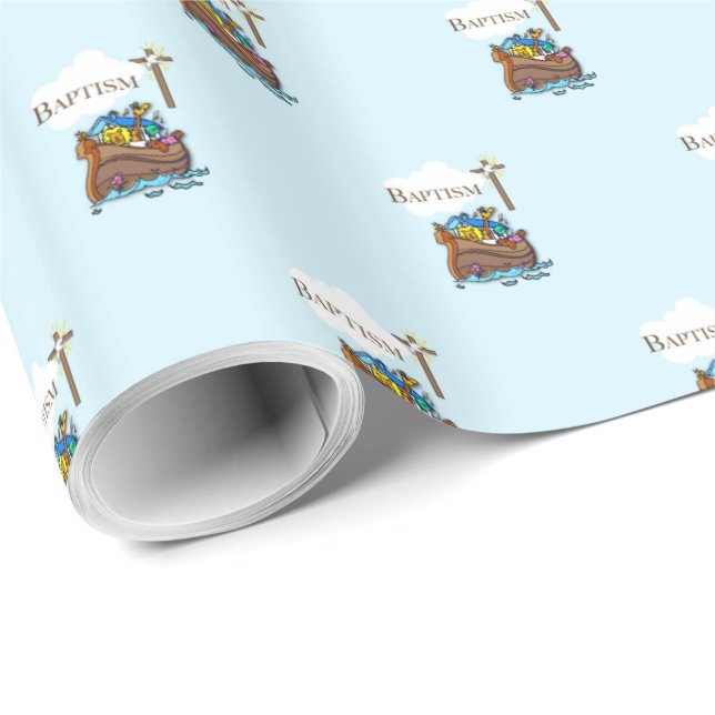 Anpassningsbar, dop Noaks ark för babypojkar Presentpapper (Rullad Hörn)