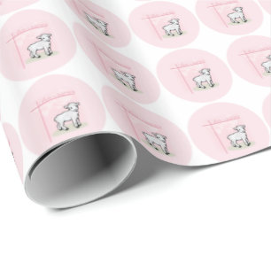 Anpassningsbar, Dop, Rosa, Flicka, Lamm Presentpapper