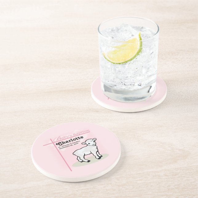 Anpassningsbar, Dop, Rosa, Flicka, Lamm Underlägg (Sidan)