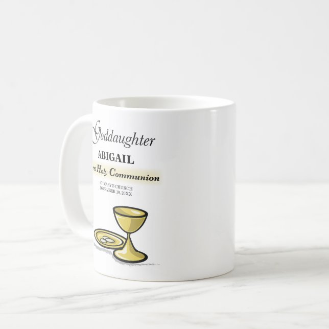 Anpassningsbar dopdotter Första Kommunion Kalk Kaffemugg (Framsida vänster)