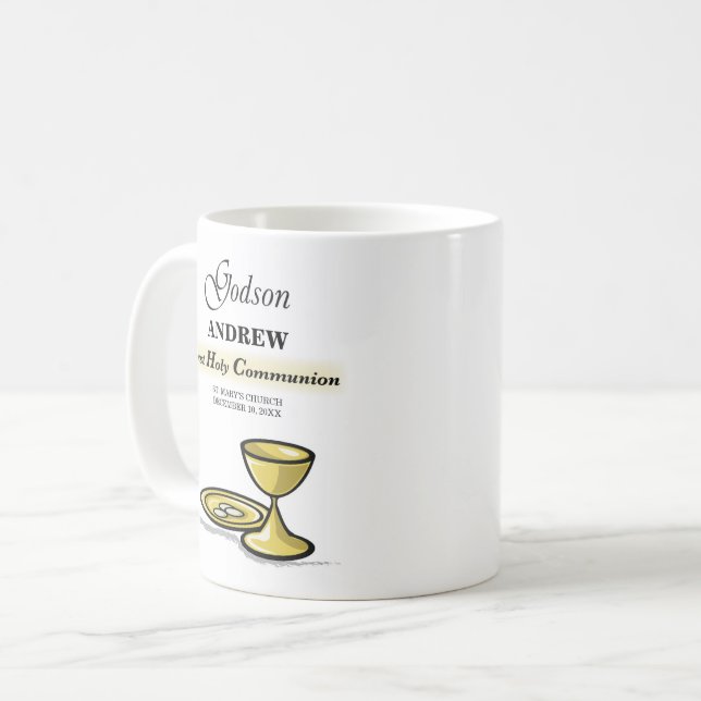Anpassningsbar dopson första nattvarden kalk kaffemugg (Framsida vänster)