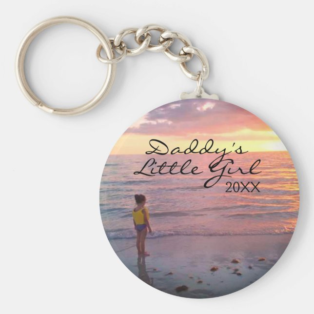 Anpassningsbar Dotter Photo Daddys Little Girl Scr Nyckelring (Framsidan)