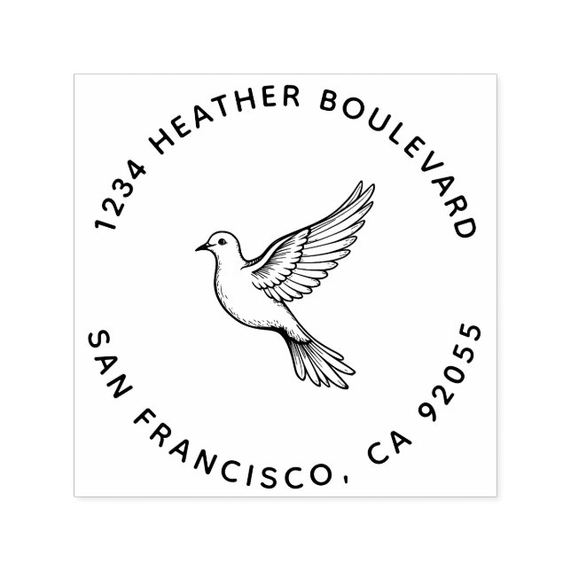 Anpassningsbar Dove Bird Returadress Family Namn Självfärgande Stämpel (Design)
