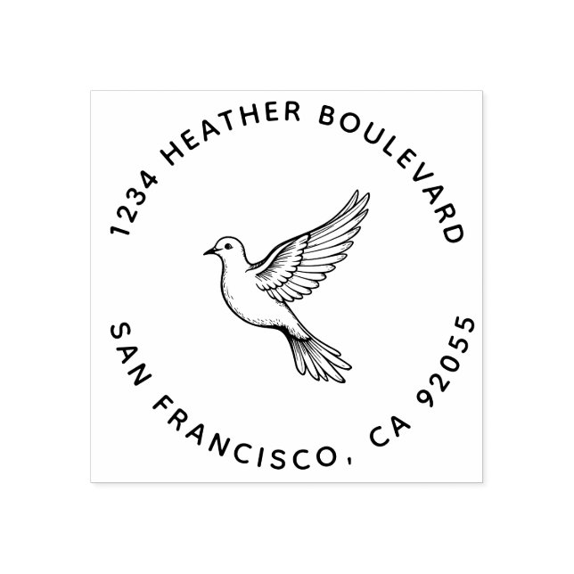Anpassningsbar Dove Bird Returadress Family Namn Stämpel (Tryck)