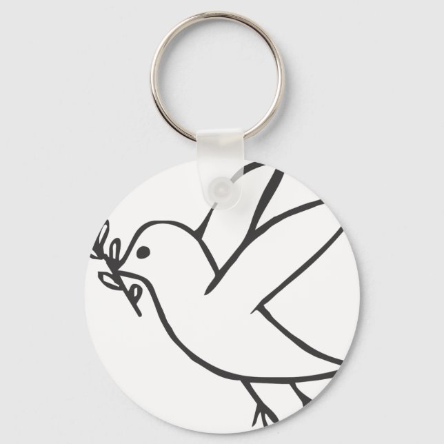 Anpassningsbar Dove of Peace Sketch Logotyp Nyckelring (Framsida)