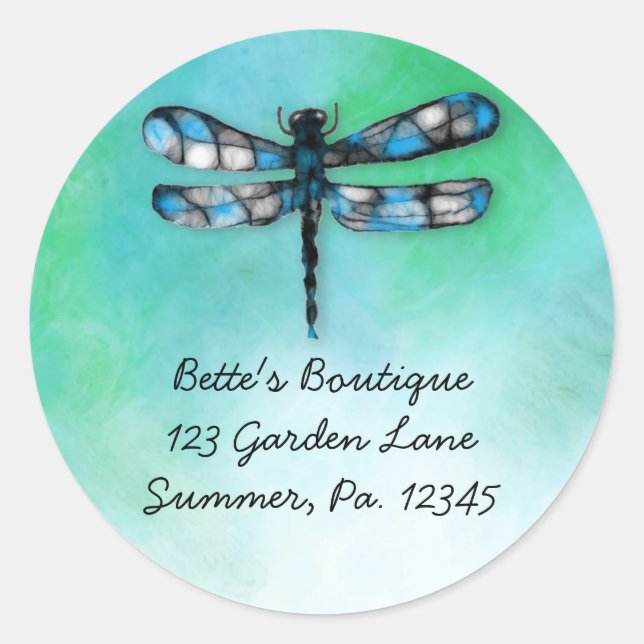 Anpassningsbar Dragonfly Sticker Runt Klistermärke (Framsida)