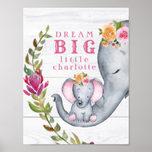 Anpassningsbar Dream Big Little One Elephants Cute