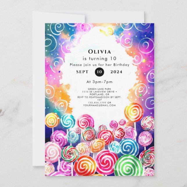 Anpassningsbar Dreamy Candyland Birthday Inbjudningar (Framsida)