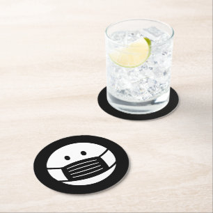 Anpassningsbar drink underlägg med maskikon ansik papper rund
