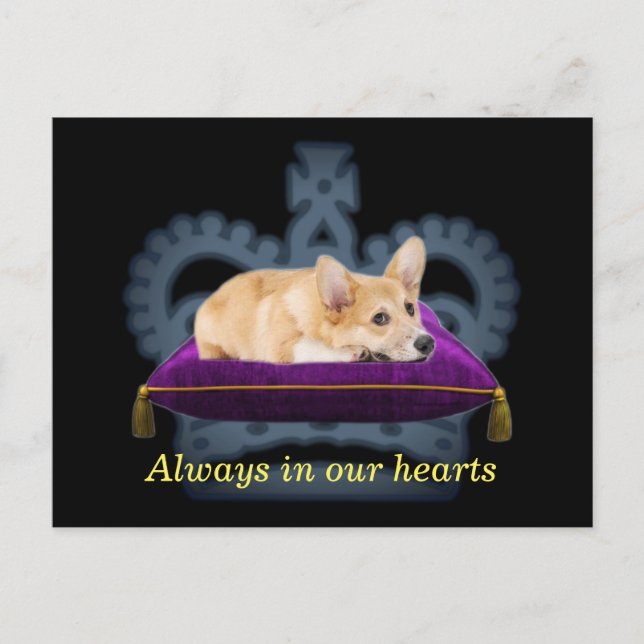 Anpassningsbar drottningcorgi kuddkrona vykort (Framsida)