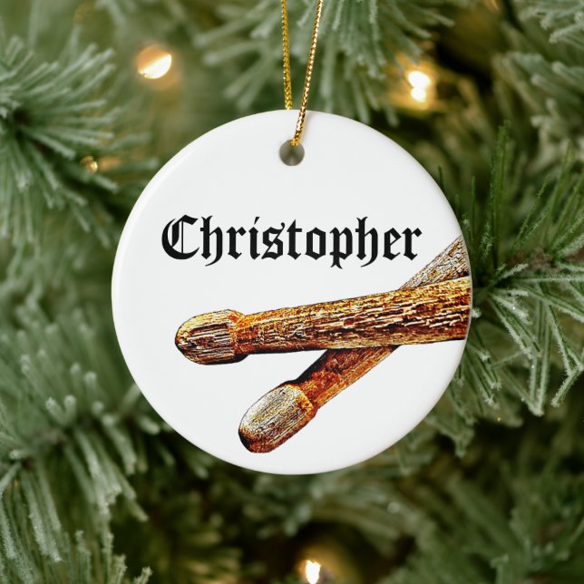 Anpassningsbar Drummer Sten & Roll Julmusiker Julgransprydnad Keramik (Träd)