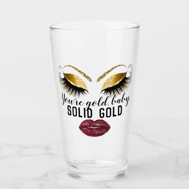 Anpassningsbar du är Guld Girly Power Makeup Kiss  Glaskopp (Framsida)
