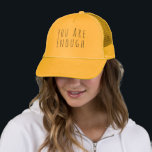 Anpassningsbar Du är tillräckligt inspirerande cit Keps<br><div class="desc">Sprid positivitet och påminn dig själv eller andra om att "du är tillräckligt" med den här truckerkepsen av anpassadet! Det här inspirerande citatet kan vara en personlig för att visning ditt eget motiverade ord eller ett namn och skapar det som ett enkelt tillbehör. Den andningsbara nätkonstruktionen och den justerbara passningen...</div>