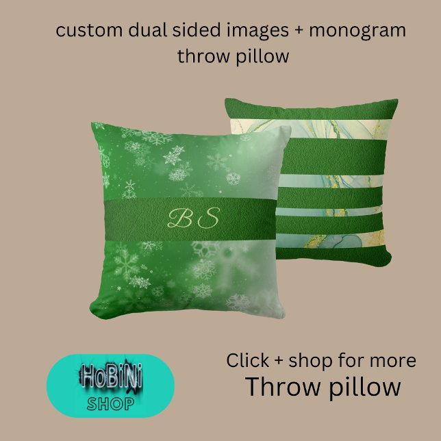 anpassningsbar dubbelsidigt bilder + monogram kudde (custom dual sided images + monogram throw pillow)