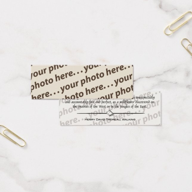 Anpassningsbar Dubbla Foto Bookmark w/ Thoreau-cit Litet Visitkort (Kontor)