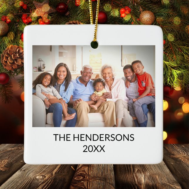 Anpassningsbar Dubbla Sided Family Photo Portait j Julgransprydnad Keramik (Custom Double Sided Family Photo Portait Christmas Ceramic Ornament
)