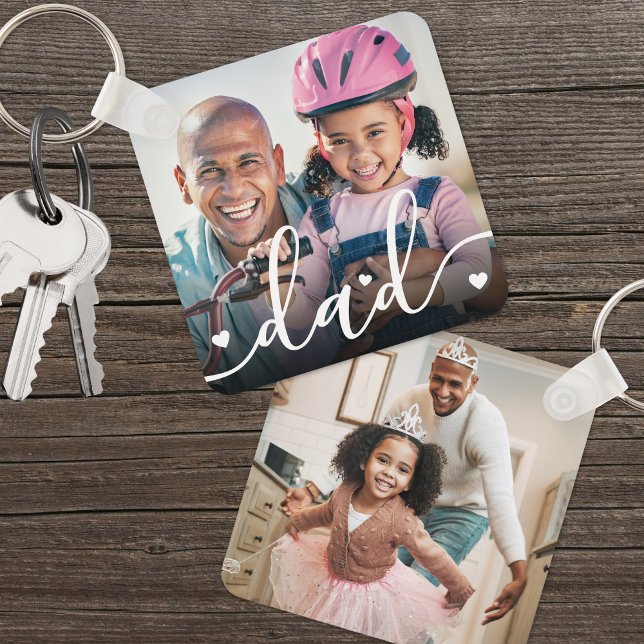 Anpassningsbar Dubbla Sided Pappa Two Photo Nyckelring (Custom Double Sided Dad Two Photo keychain)