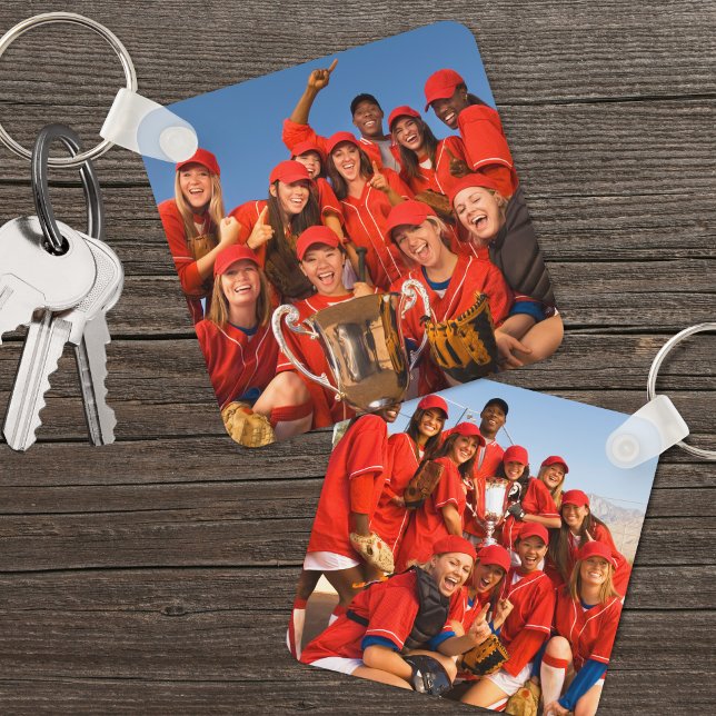 Anpassningsbar Dubbla Sided Sports Team Two Photo Nyckelring (Custom Double Sided Sports Team Two Photo keychain)