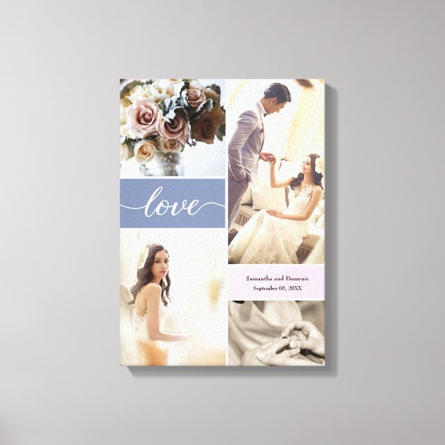 Anpassningsbar Dusty Blue och Rosa Wrapped Canvas (Framsida)