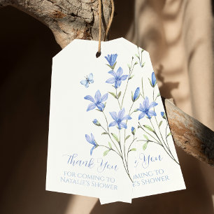 Anpassningsbar Dusty Blue Wildblomme Möhippa tack Presentetikett