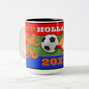 Anpassningsbar Dutch Flagga Orange Lejon Soccer Ba Två-Tonad Mugg