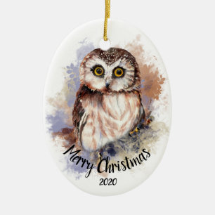 Anpassningsbar Dute Cute Uggla Bird God jul Julgransprydnad Keramik